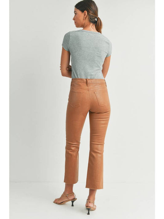 Cropped Kick Flare - Coated Camel - Final Sale
