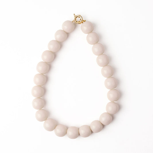 Iris Large Resin Bead Necklace - Milky White