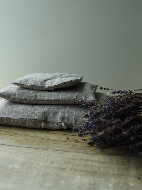 French Dry Goods Medium Lavender Sachet Pouch - Brown Stripe