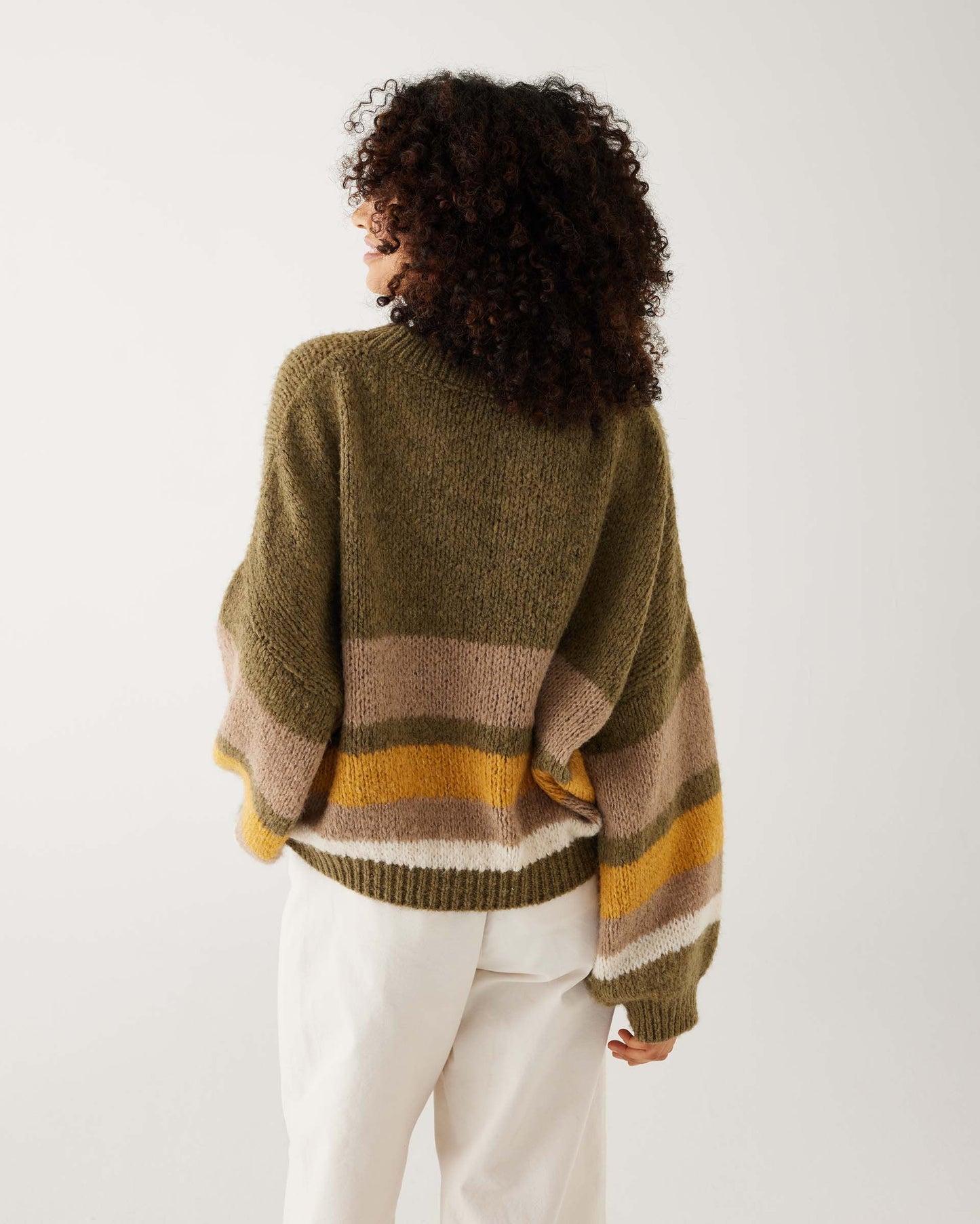 Pisa Sweater - Olive & Gold Stripe