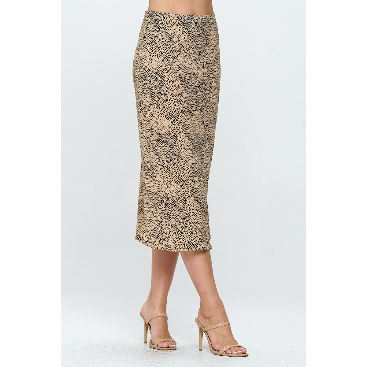 Ditsy Leopard Print Midi Skirt