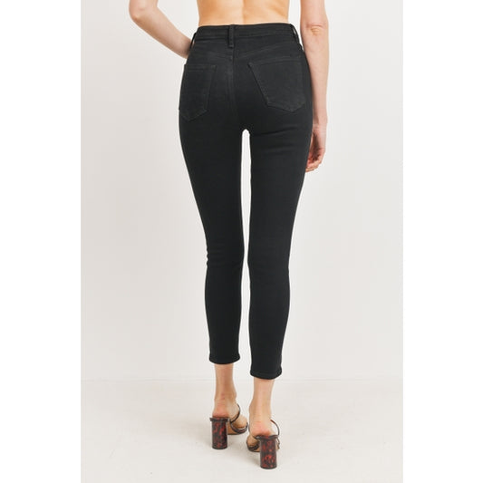 High Rise Classic Button Down Skinny - Black - Final Sale