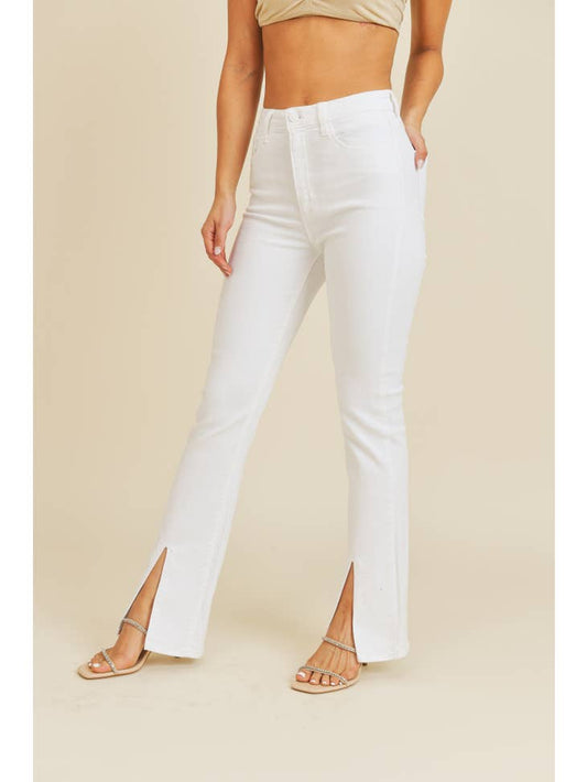 High Rise Front Slit Flare - Optic White - Final Sale