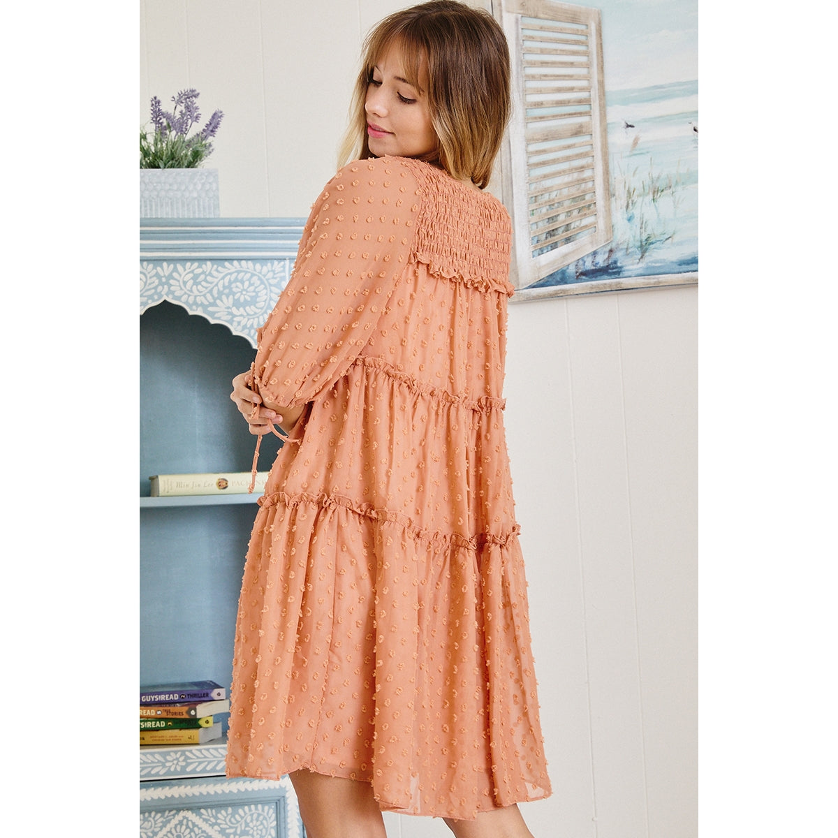 Puff Sleeve Dress - Peach