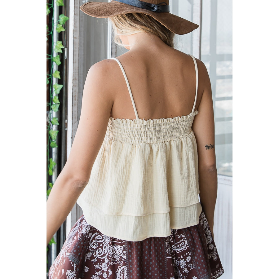 Ruffle Cami Tank Top - Ivory