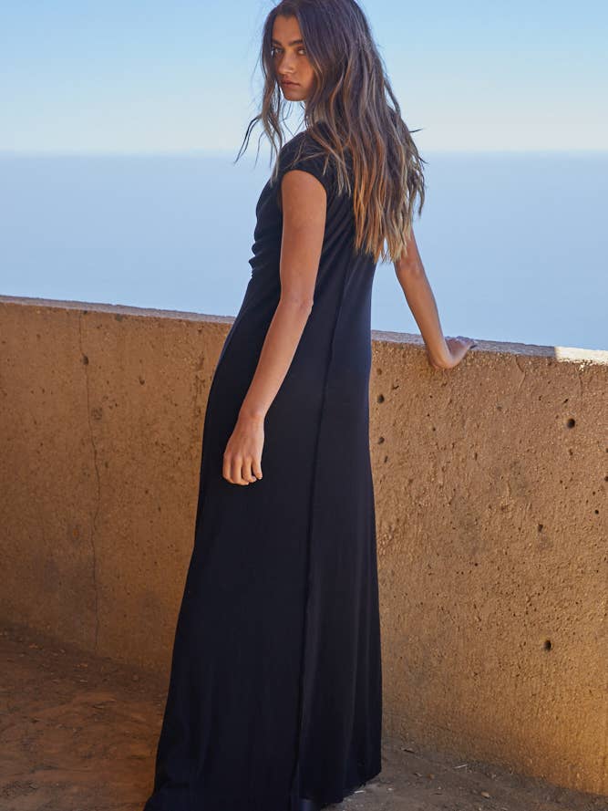 Plunge Twist Front Maxi Dress