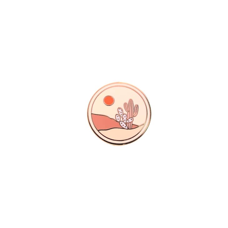 Peach Cactus Medallion Pin