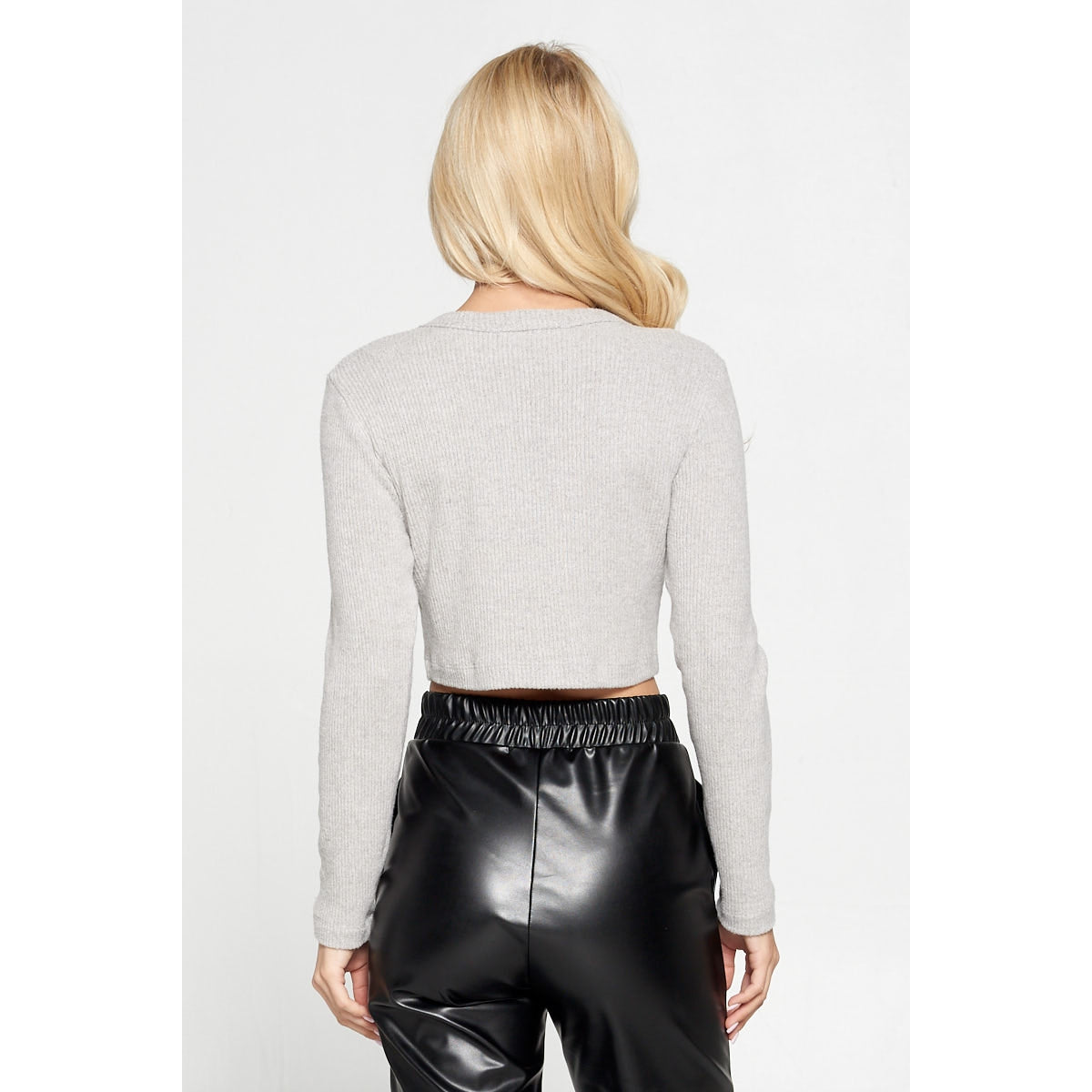 Ribbed Knit Top - Grey