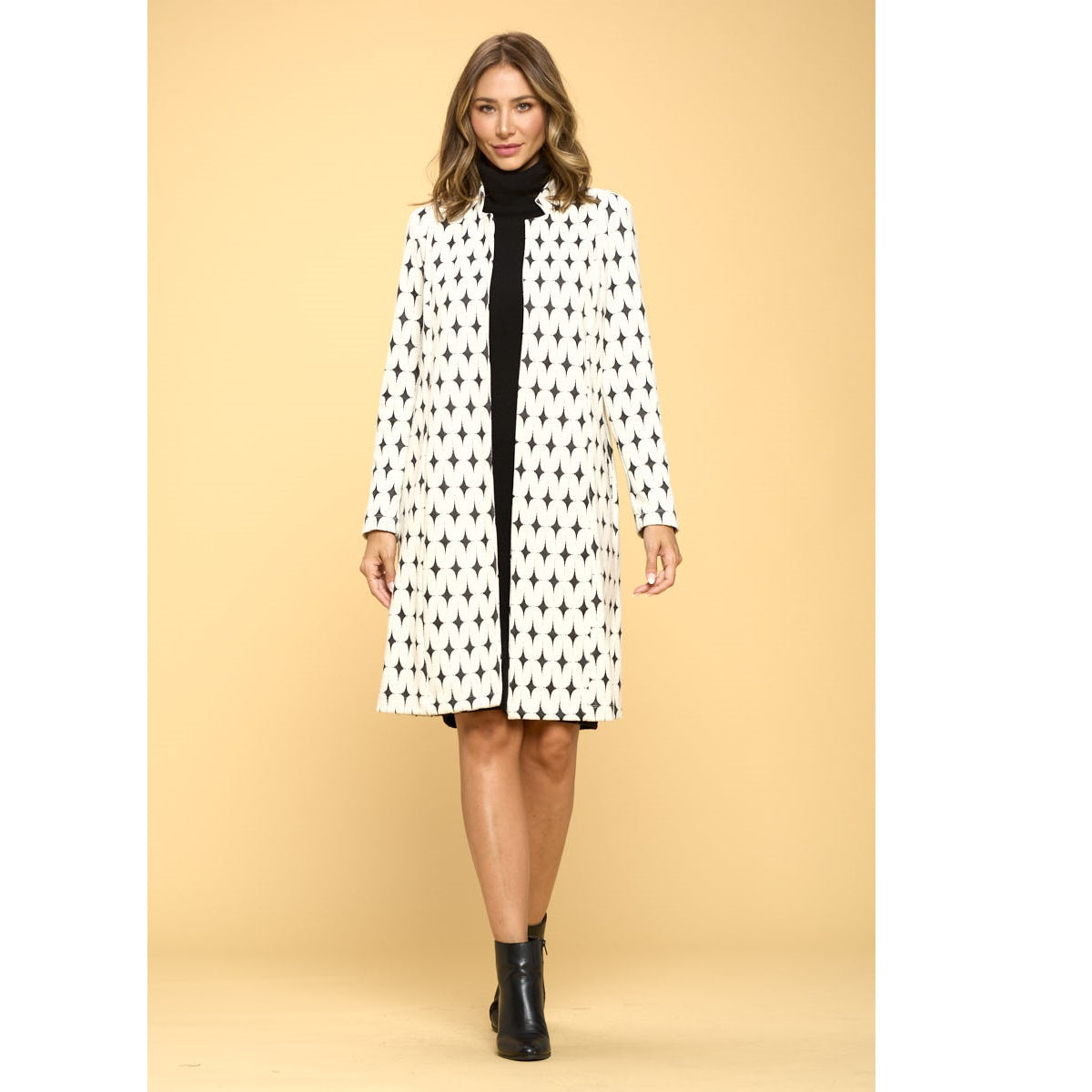 Knit Jacquard Open Coat