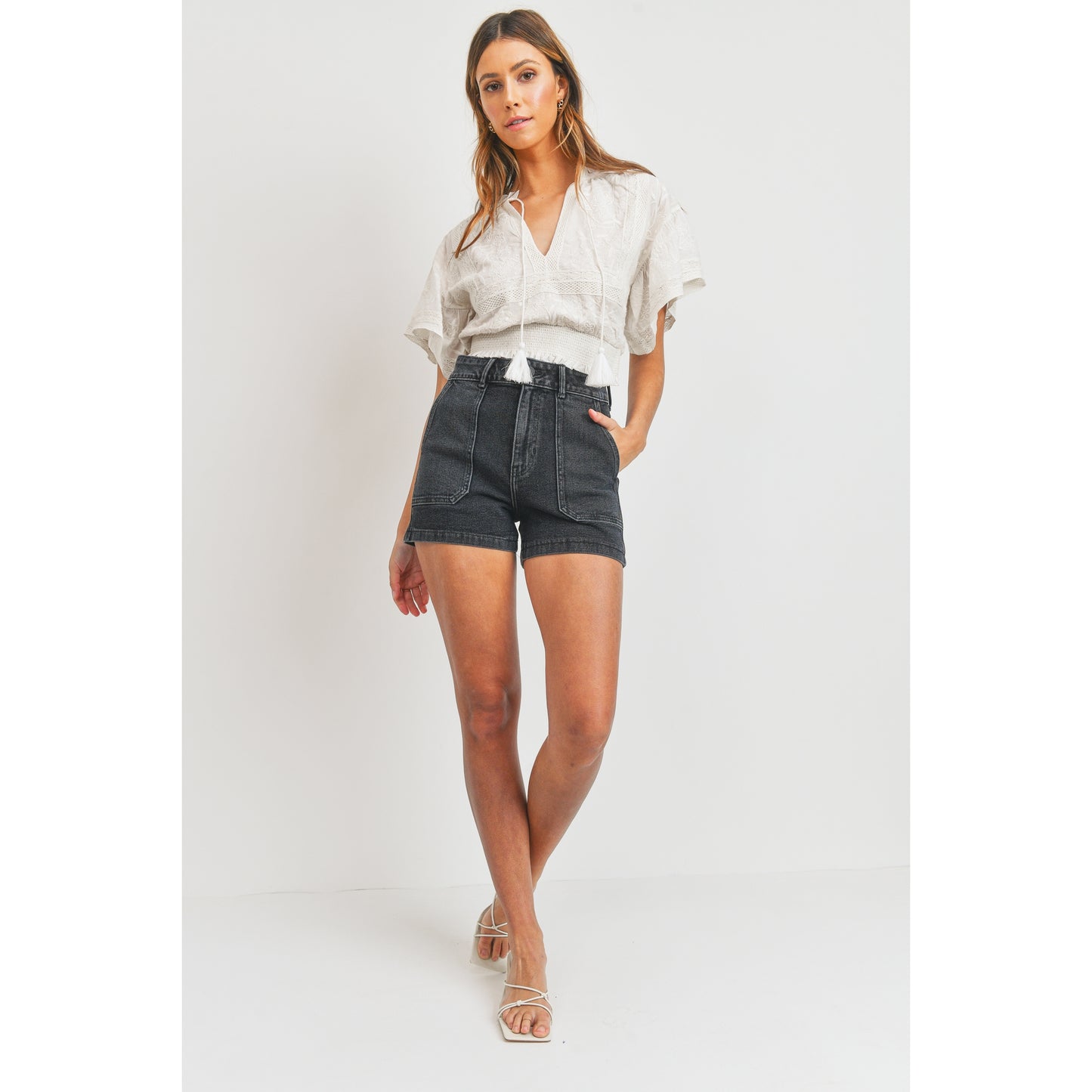 Cargo Denim Short - Black