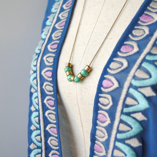 Minimal Marble Necklace - Teal