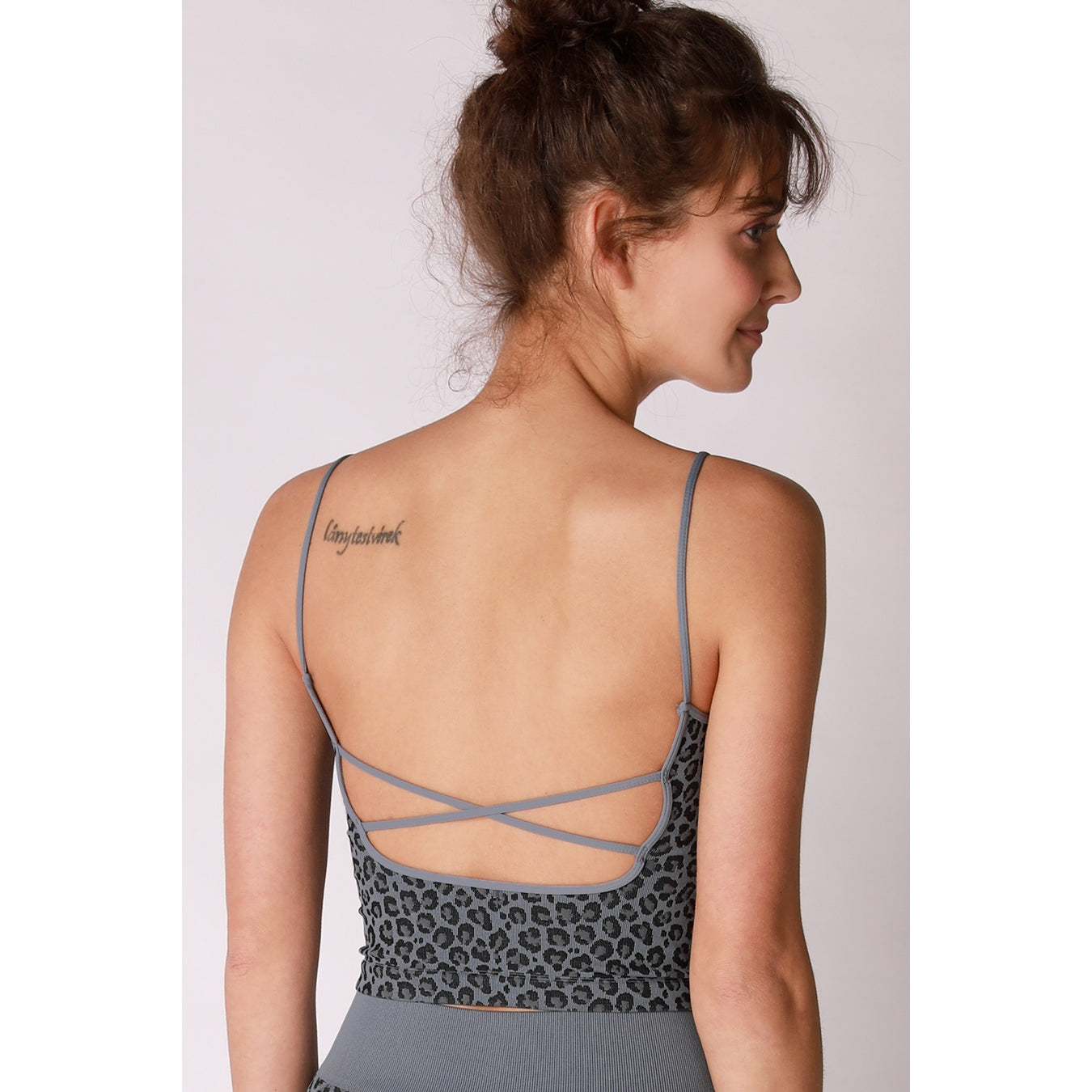 Low Back Crop Top - Leopard Blue