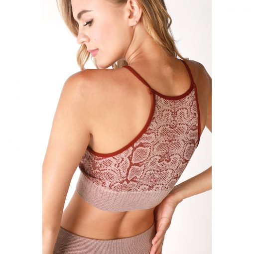 Snakeskin Highneck Top - Burgundy