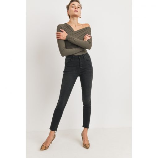 Button Up Skinny - Washed Black