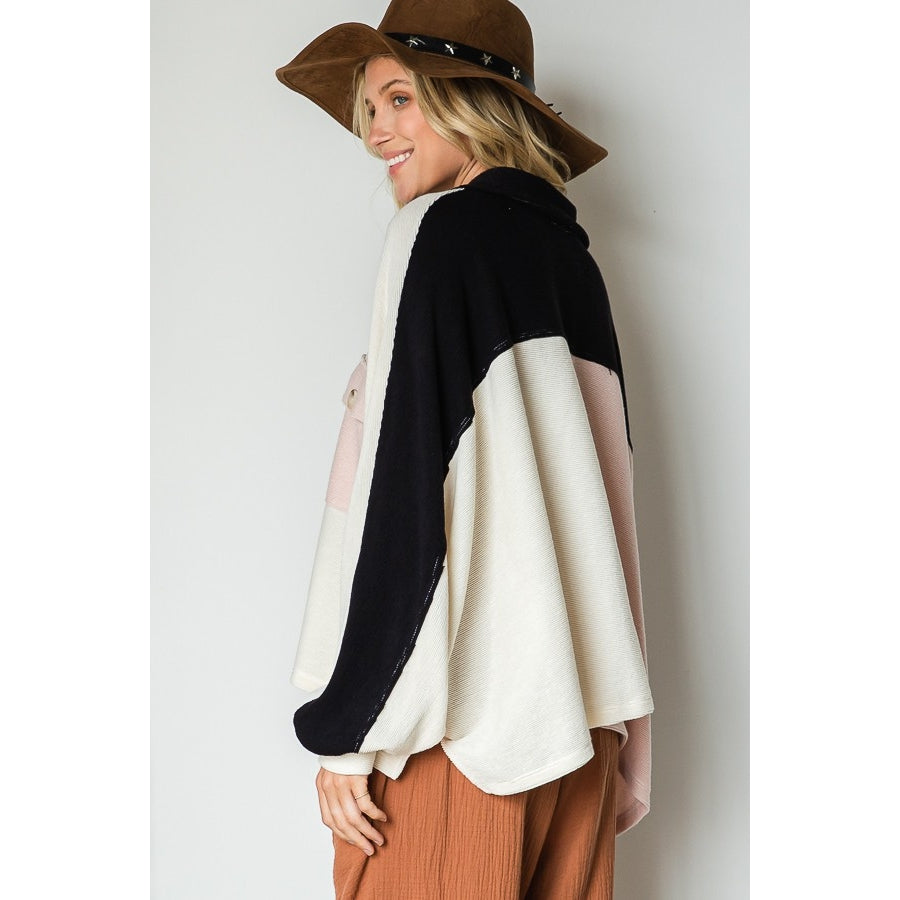 Color Block Textured Henley Shirt