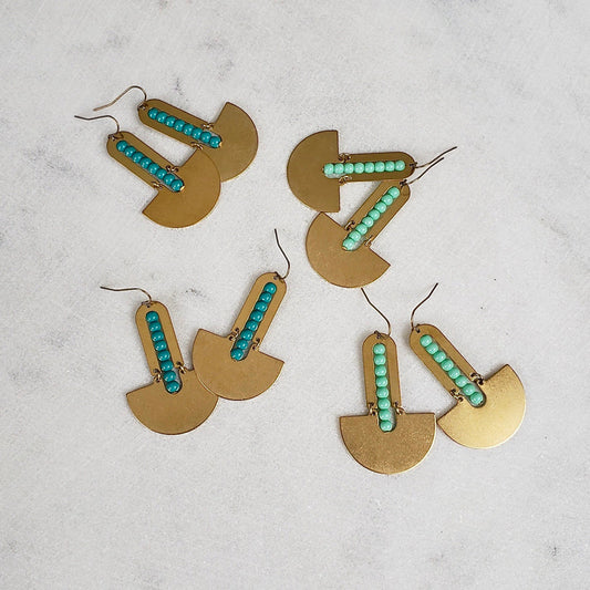 Golden Totem Earrings - Turquoise