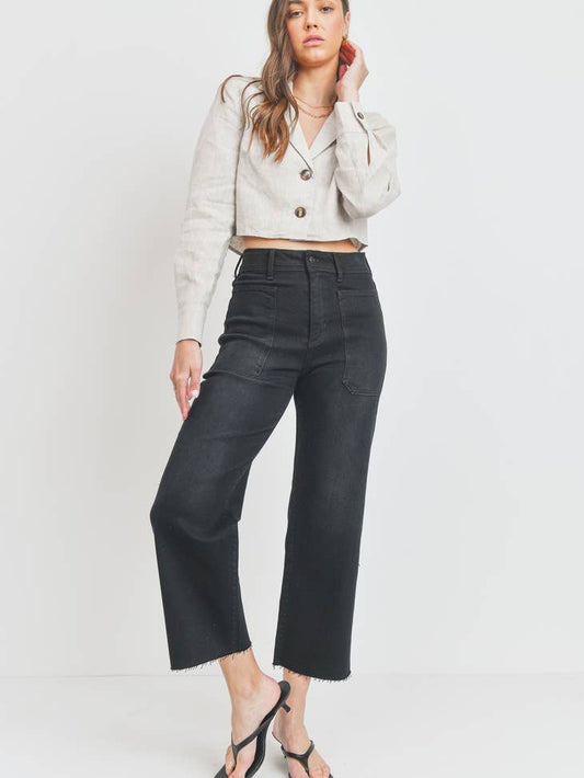High Rise Utility Wide Leg - Washed Black