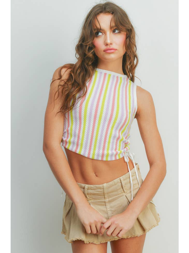 Striped Sweater Knit Tank - Lavender Multi