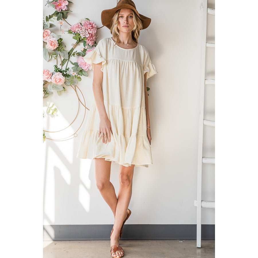 Ruffle Sleeve Tiered Mini Dress