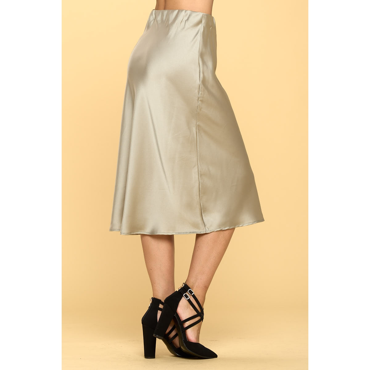 Satin Midi Skirt - Sage