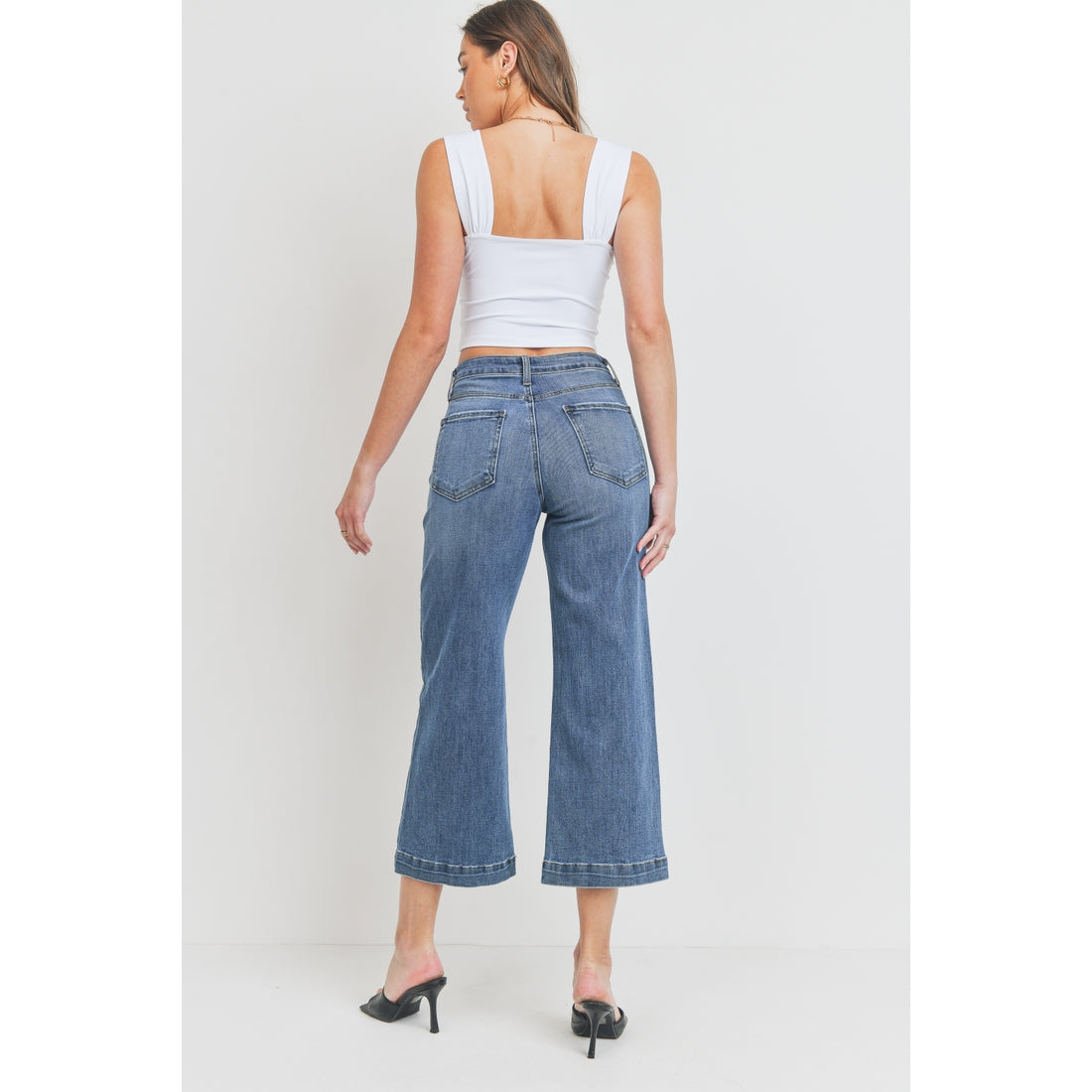 Crop Classic Wide Leg - Med Wash