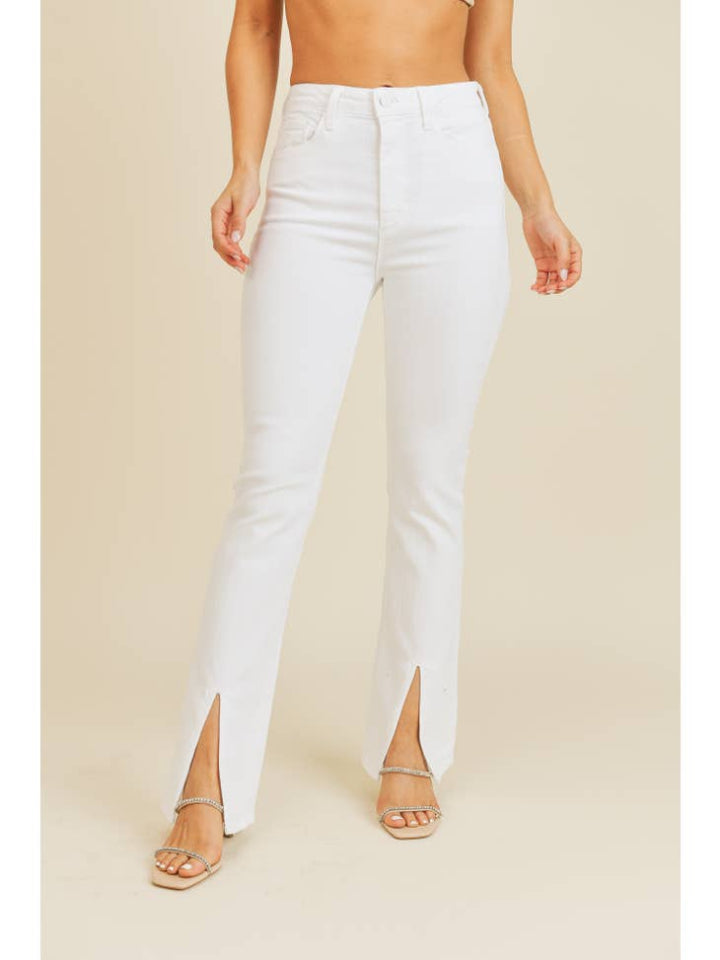High Rise Front Slit Flare - Optic White - Final Sale