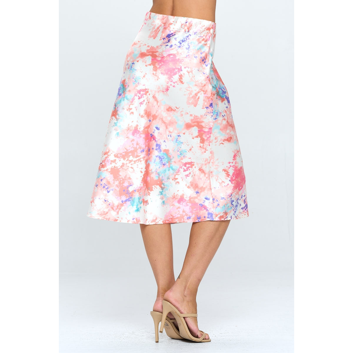 Tye Dye Satin Midi Skirt