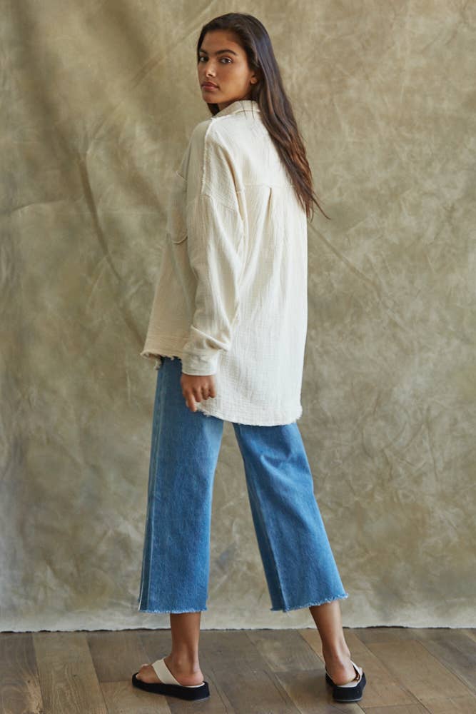 Settle In Button Down Top