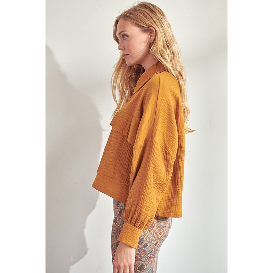 Woven Jacket Top - Camel