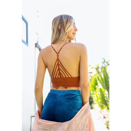 Highneck Crochet Bralette - Rust