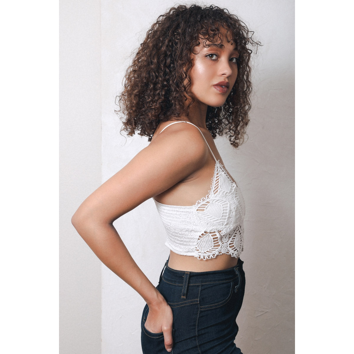 Crochet Lace Bralette - White