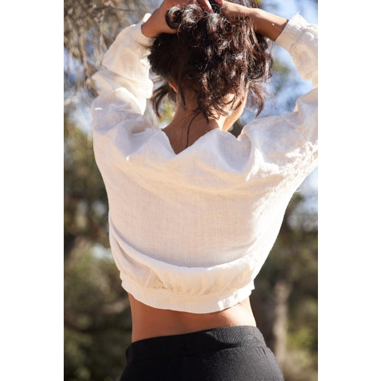 Linen Wrap Blouse - White
