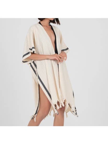 Single Stripe Natural Kimono