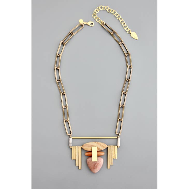 Sandstone Jasper & Jade Geo Necklace