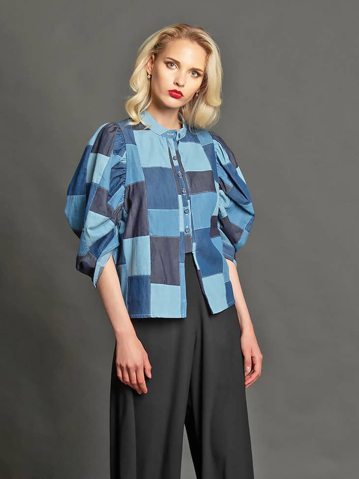 Victoria Top - Denim Patchwork