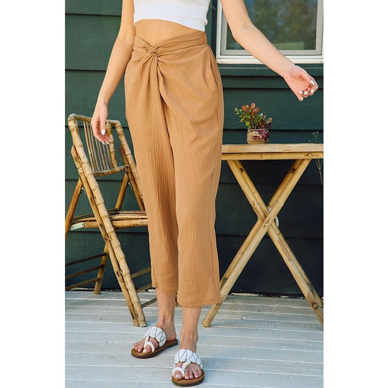 Twist Waist Pants - Latte