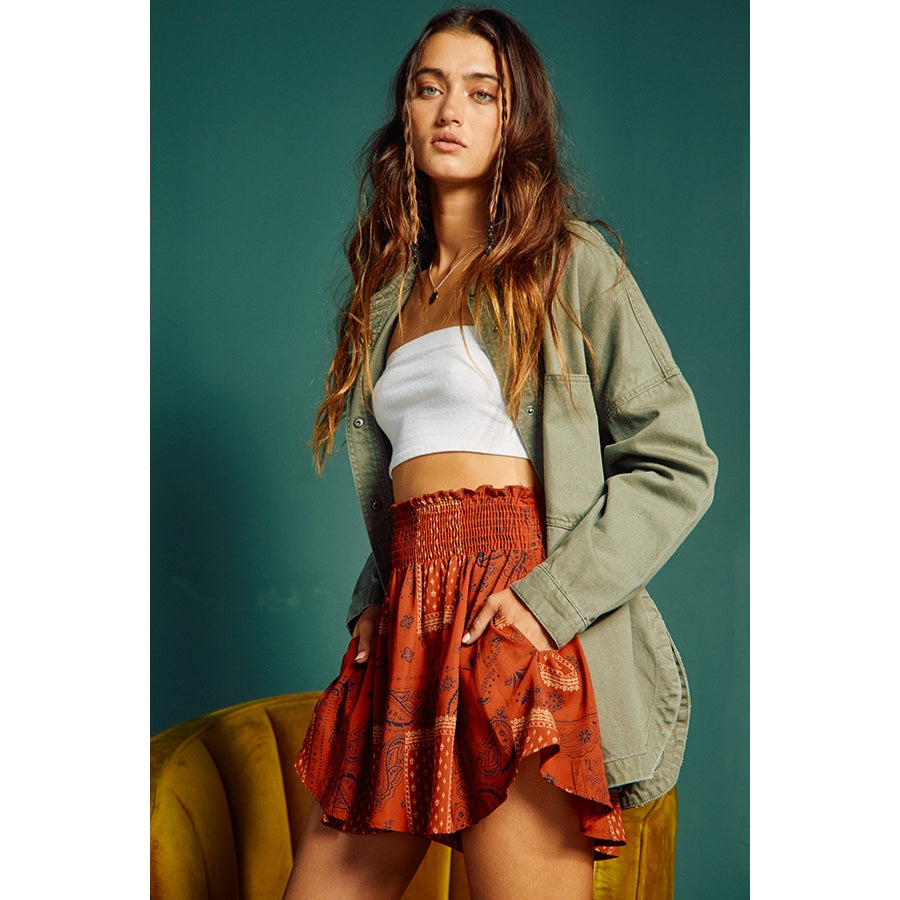 Oversized Denim Shirt Jacket - Olive - FINAL SALE