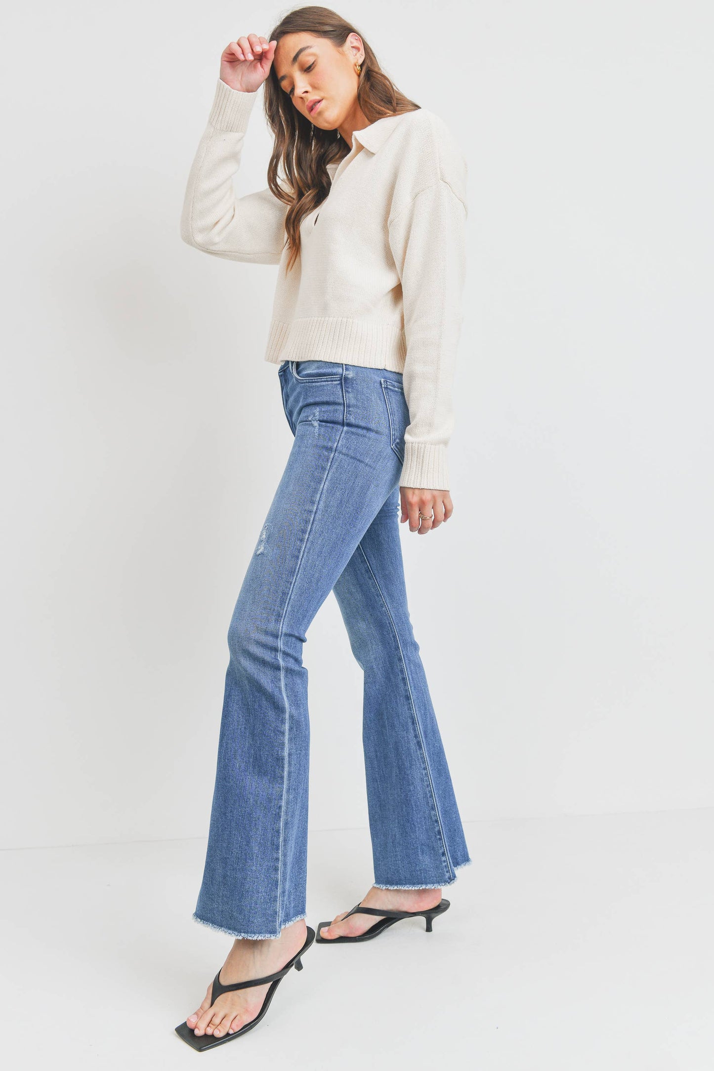 Contemporary Frayed Flare - Medium Wash