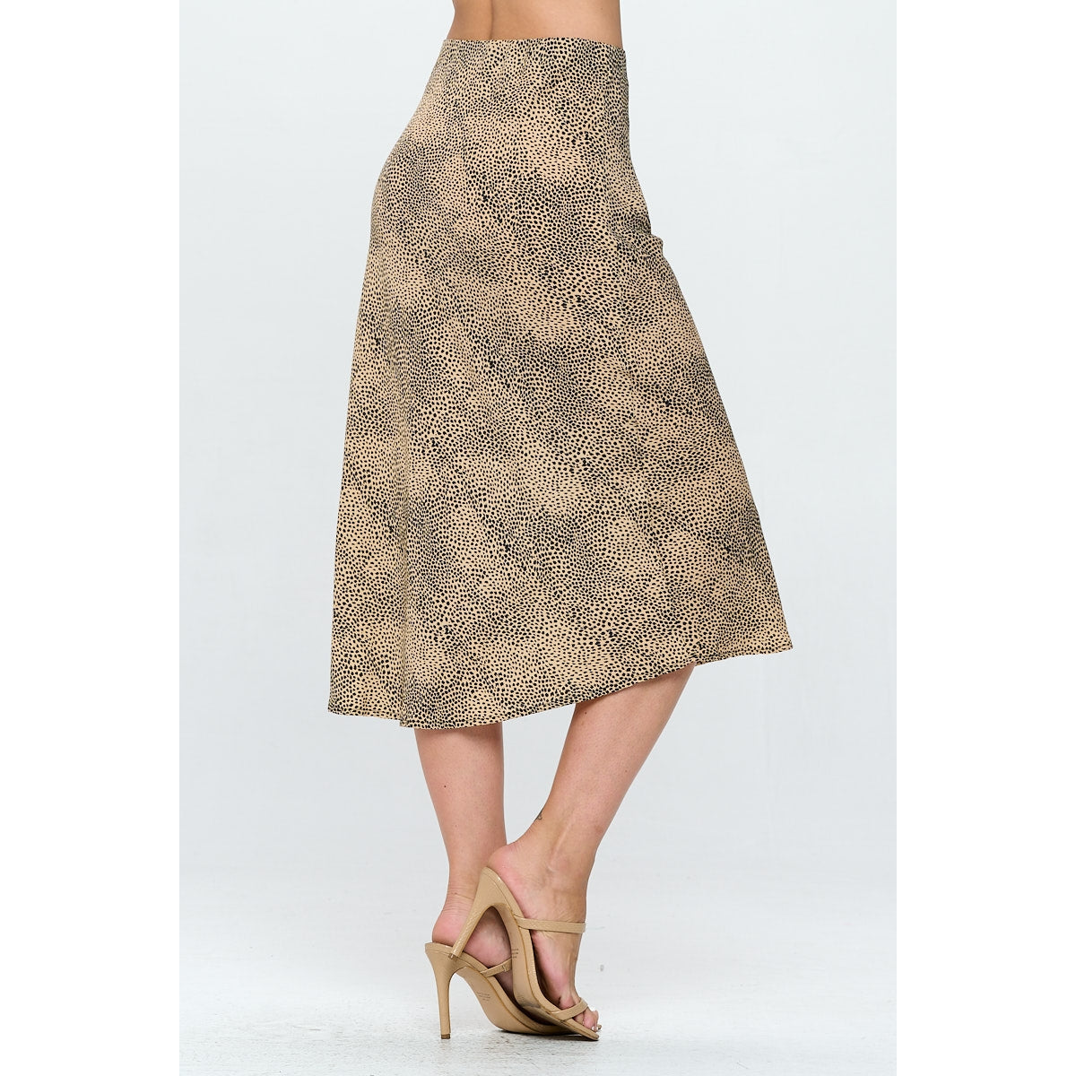 Ditsy Leopard Print Midi Skirt