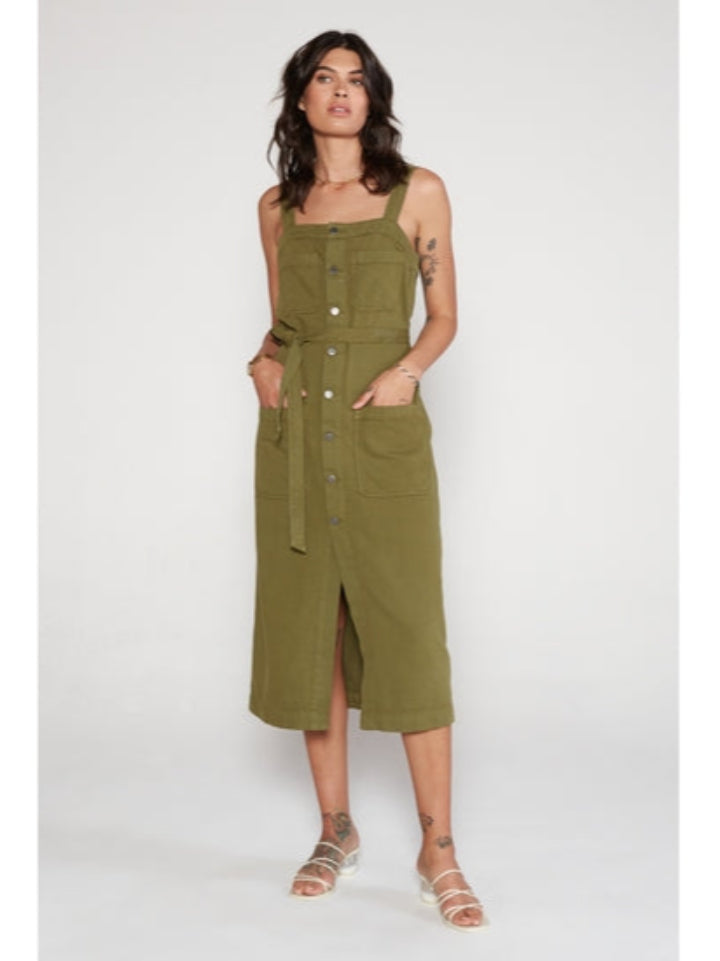 Luisa Belted Midi Dress - Avocado