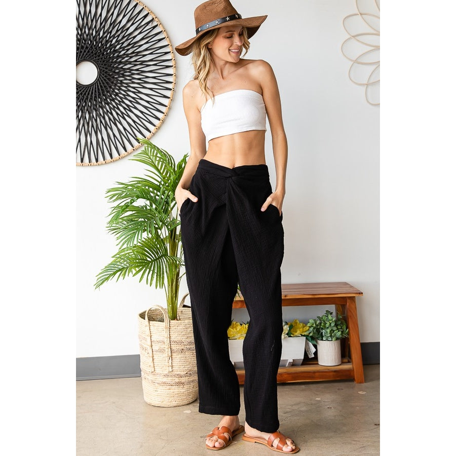 Twist Waist Pants - Black
