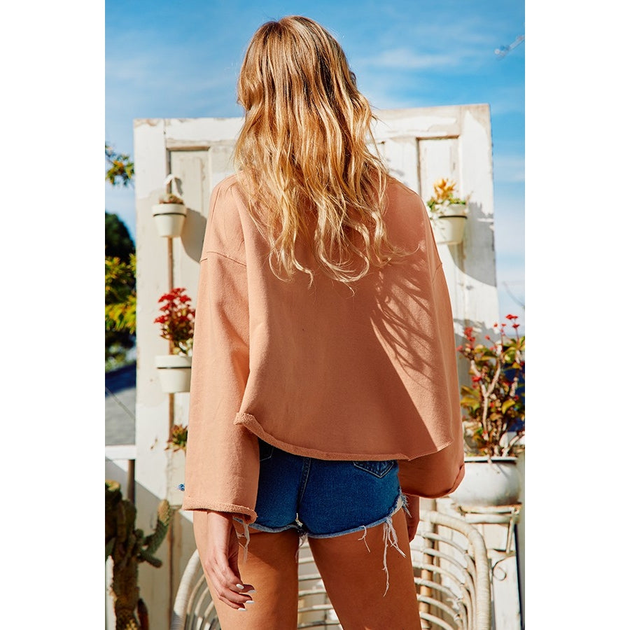 Hi Low Crewneck Crop - Apricot