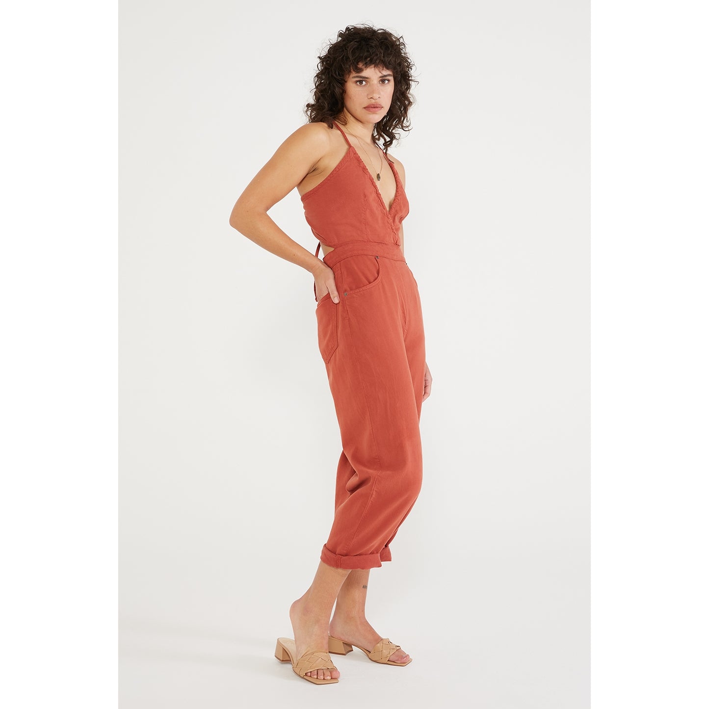 Birdie Halter Denim Jumpsuit - Bossa Nova