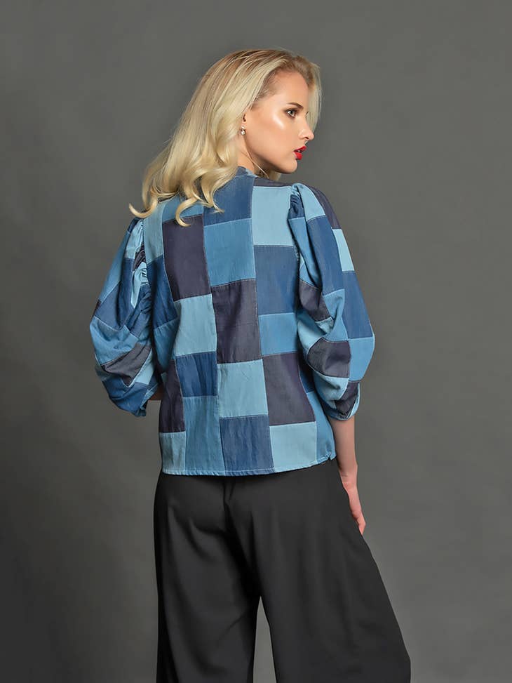 Victoria Top - Denim Patchwork