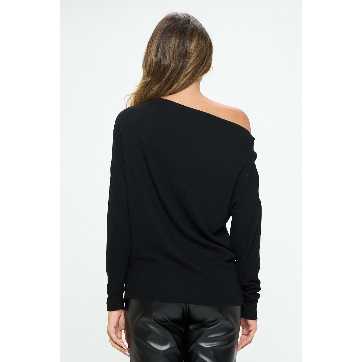 Black Knit Off the Shoulder Top