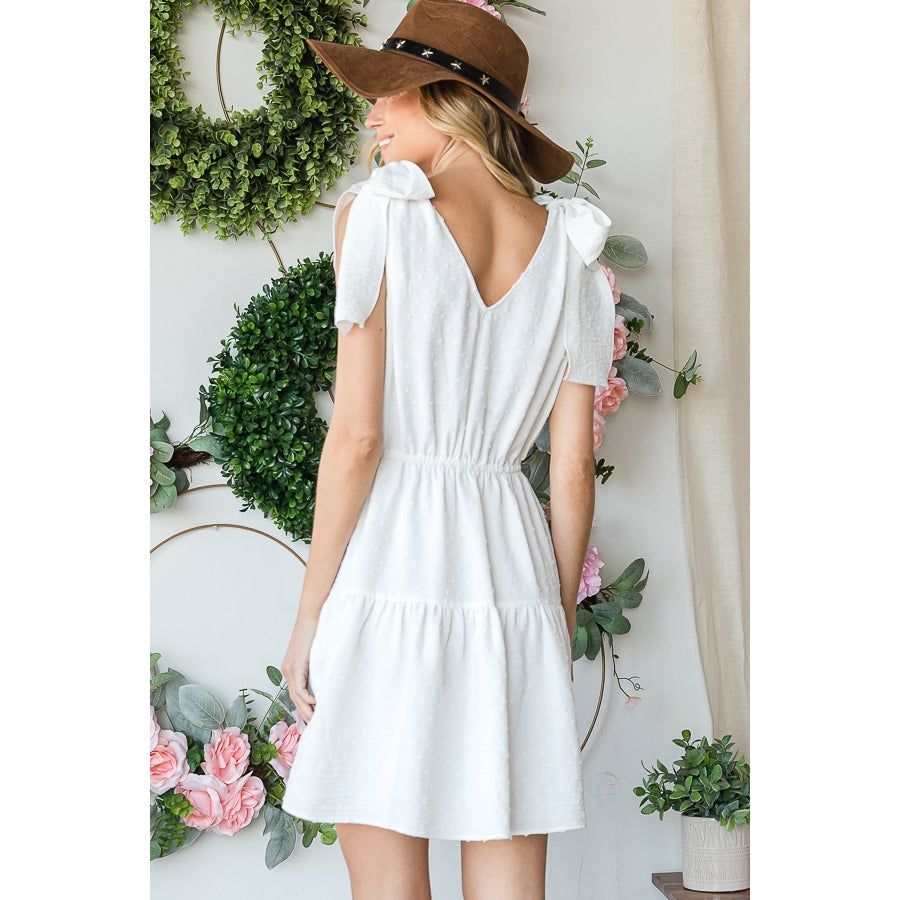 Shoulder Tie Dress - White