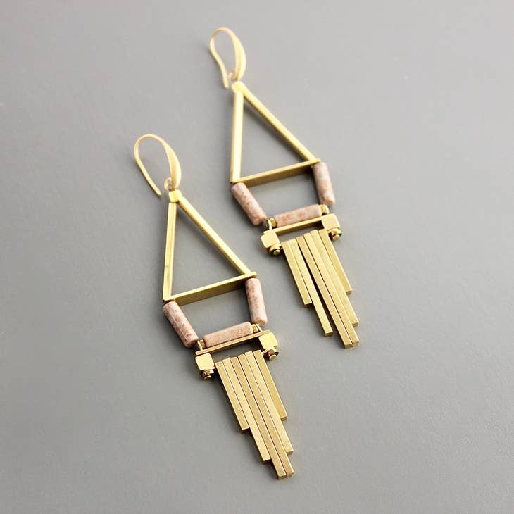 Jasper Geo Brass Earrings