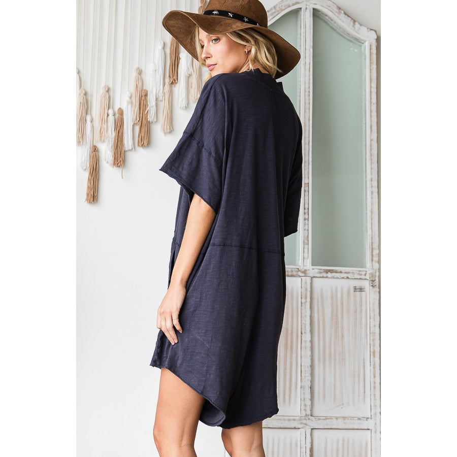 Oversized Solid Romper - Navy