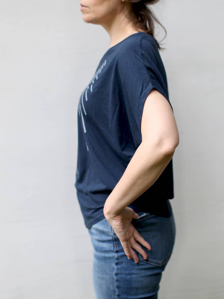 Sun Collar Dolman Sleeve Tee - Blue