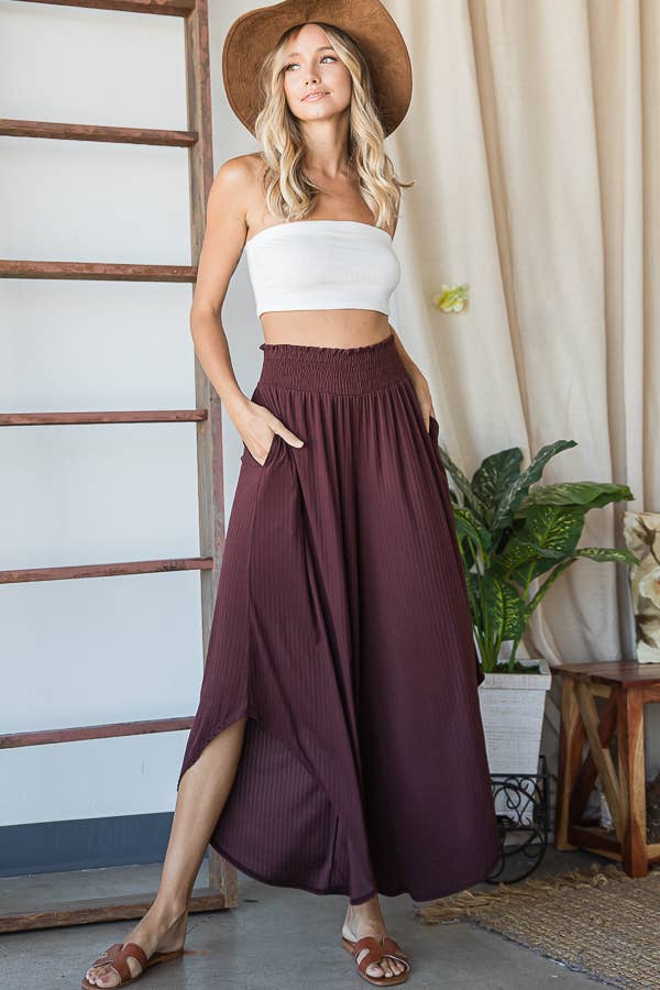 Diagonal Cut Knit Pants - Chocolate